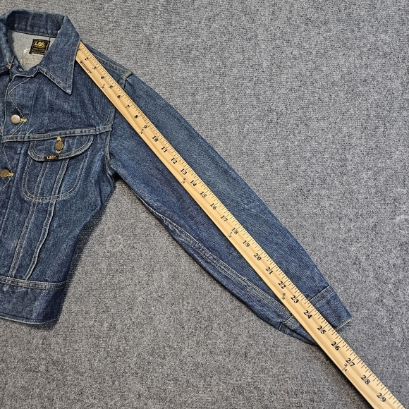 VTG 70s Lee Riders Blue Denim Jean Jacket Womens Cropped S USA RARE Sanforized - Picture 10 of 14